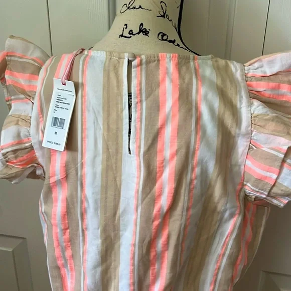 NWT Vineyard Vines coral & tan striped v neck dress sz medium - Picture 6 of 13